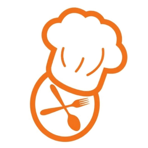Logo de talher com chapéu de cozinheiro
