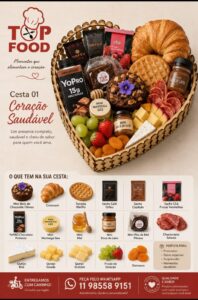 cesta gourmet formato coração top food